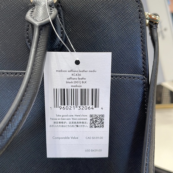 Kate Spade Madison Safiano Leather Medium Satchel Handbag 
COLOR: Black 

NWT - Picture 8 of 16